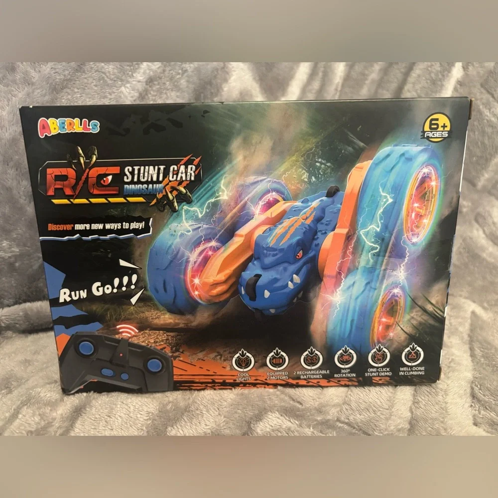 Remote Control Car, for‎ Boys Ages 4-12, Double Sided 360°Rotating- Dinosaur